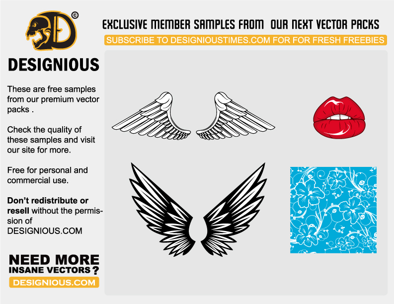free vector Wings of the mouth pattern vector
